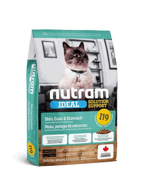 Nutram I19 Ideal Solution Support Sensitive Skin Coat Stomach корм для котов для ЖКТ и кожи 5.4 кг. | 6613496