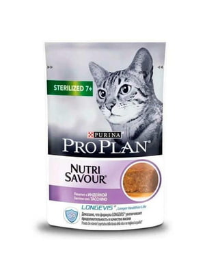 Purina Pro Plan Sterilised 7+ паштет корм для котов кастрир. от 7 лет 12шт х 85г | 6613796