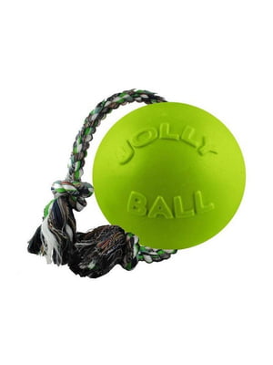 Jolly Pets ROMP-N-ROLL іграшка м'яч із мотузкою для собак Великий - D-22 см; H-45 см , Зелений | 6613941