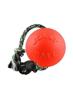 Jolly Pets ROMP-N-ROLL игрушка мяч с веревкой для собак Большой - D-22 см; H-45 см , Оранжевый | 6613942