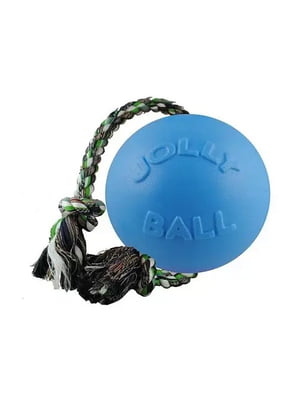 Jolly Pets ROMP-N-ROLL іграшка м'яч із мотузкою для собак Середній 16х40х16 см., Блакитний | 6613945