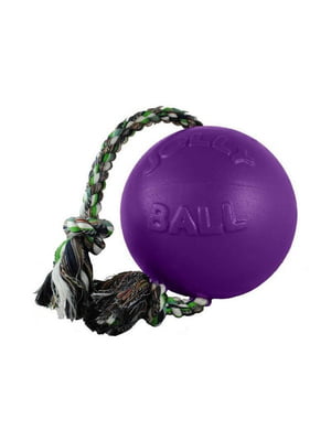 Jolly Pets ROMP-N-ROLL игрушка мяч с веревкой для собак Средний 16х40х16 см., Фиолетовый | 6613948