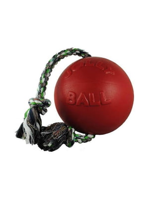 Jolly Pets ROMP-N-ROLL игрушка мяч с веревкой для собак Средний 16х40х16 см., Красный | 6613949