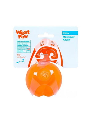 West Paw Jive Dog Ball игрушка для собак супер мяч Оранжевый | 6613989