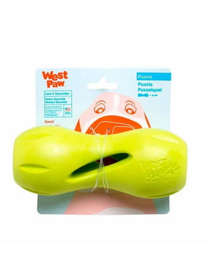 West Paw Qwizl Treat Toy игрушка для собак косточка с отверстием для лакомств Большой - 17 см., Зеленый | 6613991