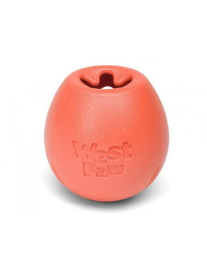 Іграшка для собак м'яч зі схованою для ласощів West Paw Rumbl Large Eggplant Великий - 10 см., Помаранчевий | 6614000