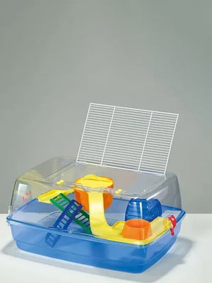 Пластикова клітина для хом'яків, щурів, мишей з будиночком, колесом та гірками Fop Bernie Deluxe Синій | 6614187