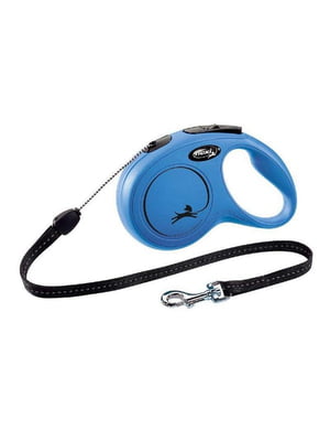 Повідець – рулетка для собак маленьких порід до 12 кг. зі стрічкою 8 м. Flexi New Classic S Синій | 6614377
