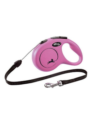 Повідець – рулетка для собак маленьких порід до 12 кг. зі стрічкою 8 м. Flexi New Classic S Рожевий | 6614378