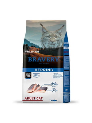 Bravery Herring Adult Cat сухой беззерновой корм для котов 2 кг. | 6614538