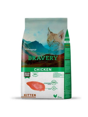 Bravery Chicken Cat Kitten сухой беззерновой корм для котят | 6614544