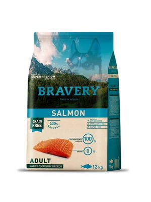 Bravery Salmon Adult Large Medium беззерновий корм для середніх та великих собак 4 кг. | 6614562