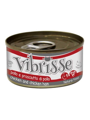 Vibrisse (Вібріс) вологий корм консерви для котів з куркою та шинкою 70 г х 14 шт | 6614632