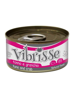Croci Vibrisse вологий корм консерви для котів з тунцем та крабом 70 г х 14 шт | 6614634