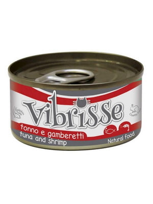 Croci Vibrisse вологий корм консерви для котів з тунцем та креветками 140 г х 12 шт | 6614635