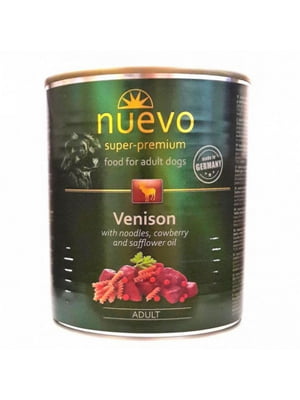 Nuevo Adult вологий корм консерви для собак з олениною брусницею та сафлоровою олією 800г х 6 шт | 6614653