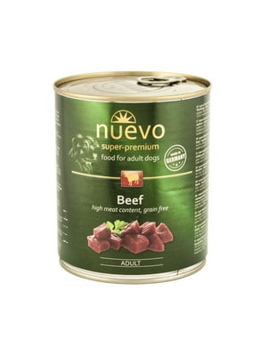 Nuevo Adult влажный корм консервы для собак с говядиной 800 г х 6 шт | 6614656