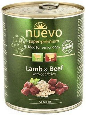 Nuevo Senior вологий корм консерви для літніх собак з ягнятком яловичиною 800 г х 6 шт | 6614658