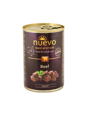 Nuevo Adult вологий корм консерви для котів з яловичиною 400 г х 12 шт | 6614665