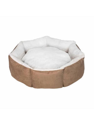 Круглый мягкий лежак для котов и собак Milord Cupcake М - 65 см. - до 15 кг., Коричневый и серый | 6614882