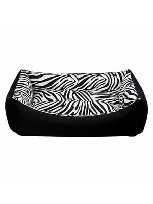 Мягкий лежак диван для котов и собак Milord TARTE S - 50 х 38 х 19 см., Черный и зебра | 6614903