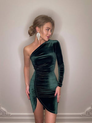 Оксамитова сукня-міні зеленого  кольору  | 6615390