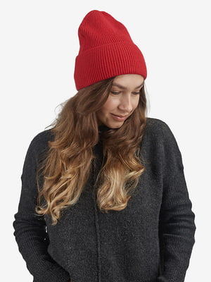 Зимняя вязаная шапка бини красная | 6615966