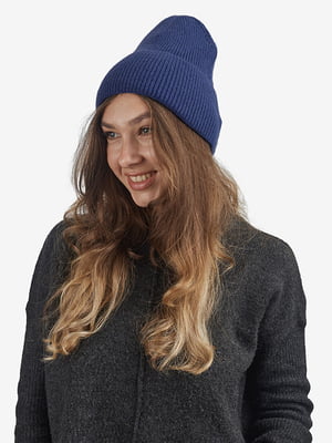 В'язана зимова шапка біні темно-синя | 6615971
