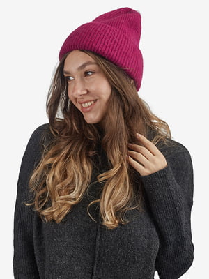 Зимова вовняна шапка біні сливового кольору | 6615996
