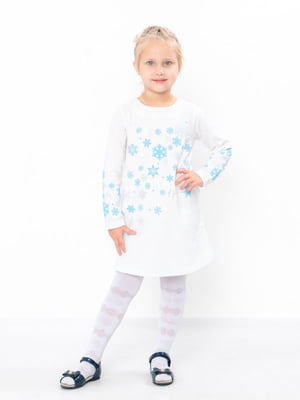 Сукня молочного кольору з принтом сніжинки | 6616493