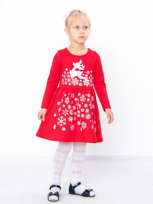 Платье красное с принтом снежинки | 6616503