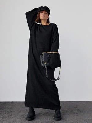 Вязаное черное платье oversize длиной макси | 6616640
