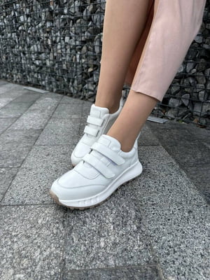 Шкіряні білі кросівки на липучках | 6616704