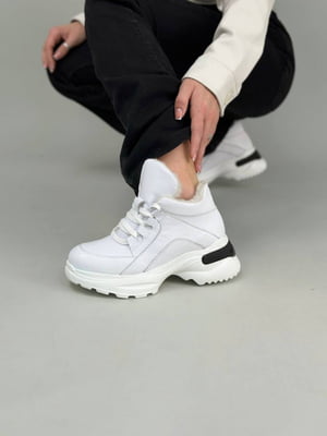 Белые кожаные кроссовки на полушерстяной подкладке | 6616705