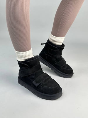 Замшеві чорні черевики на середню/широку ногу | 6616760