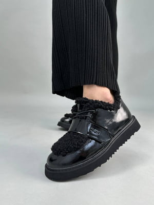 Лакированные черные ботинки на подкладке из меха тедди | 6616768