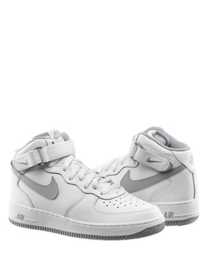 Кросівки білі з сірим логотипом Air Force 1 Mid (Gs) | 6616922