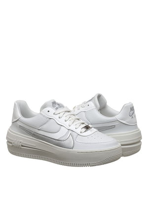 Кросівки білі зі сріблястим логотипом Air Force 1 Plt.Af.Orm | 6616931
