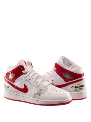 Кросівки біло-червоні з принтом 1 Mid Gs  | 6616960