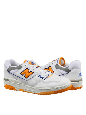 Кросівки New Balance 550 біло-жовтогарячі | 6617089