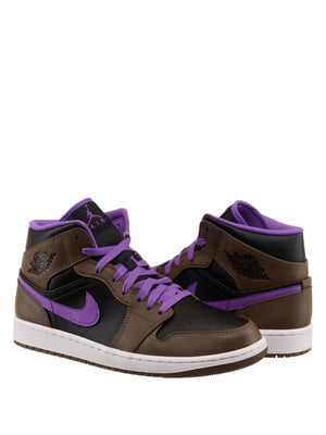Кросівки коричнево-чорні з фіолетовим оздобленням 1 Mid  | 6617166