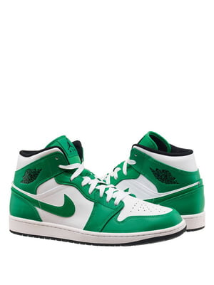 Кросівки біло-зелені 1 Mid “Lucky Green” | 6617167