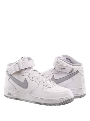 Кросівки білі з сірим логотипом Air Force 1 Mid '07 | 6617178