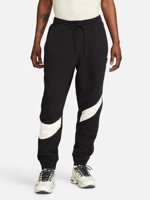 Брюки Nike Swoosh Fleece Trousers черно-белые | 6617333