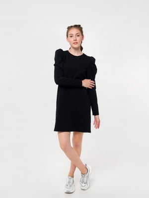 Классическое черное платье с длинными рукавами-фонариками | 6618252