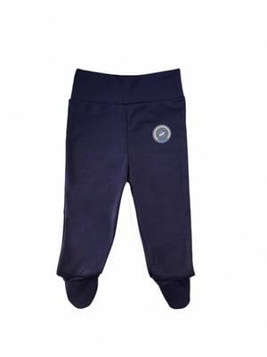 Ползунки-штанишки темно-синего цвета с нашивкой в виде пустышки | 6618318