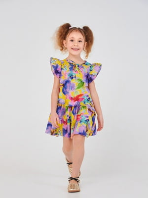 Приголомшлива різнокольорова сукня з ситця в квітковий принт | 6618382