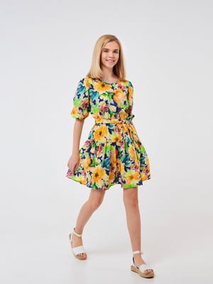Разноцветное платье в цветочный принт | 6618413