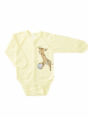 Боди-распах нежно-желтого цвета с принтом Жираф | 6618426