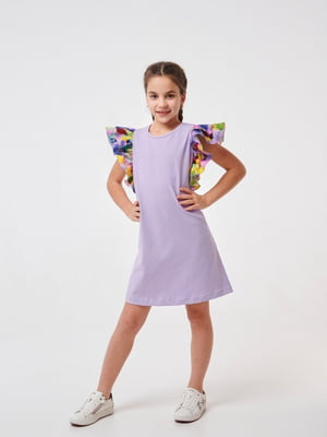 Фиолетовое платье с пышными рукавами | 6618648
